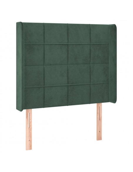 Testiera ad Orecchio Verde Scuro 103x16x118/128cm in Velluto