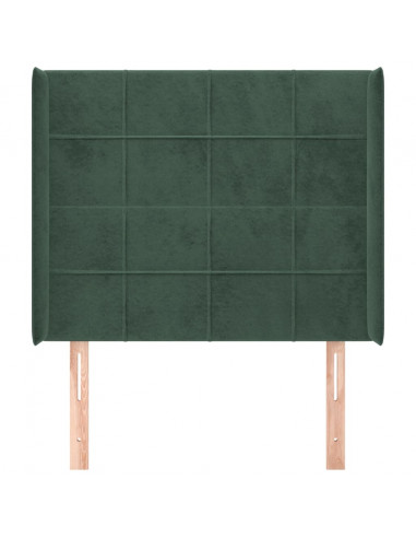 Testiera ad Orecchio Verde Scuro 103x16x118/128cm in Velluto