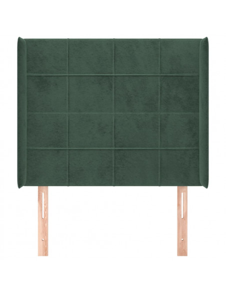 Testiera ad Orecchio Verde Scuro 103x16x118/128cm in Velluto