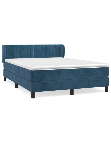 Giroletto a Molle con Materasso Blu Scuro 140x190 cm in Velluto
