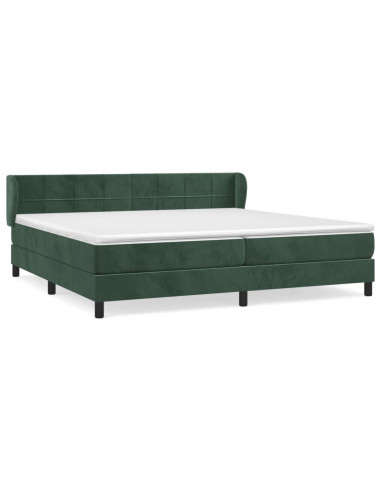 Giroletto a Molle con Materasso Verde Scuro 200x200 cm Velluto