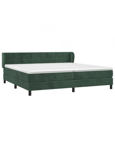 Giroletto a Molle con Materasso Verde Scuro 200x200 cm Velluto