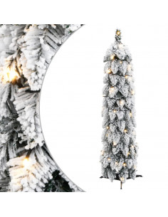 Albero di Natale Artificiale con 30 LED e Neve Floccata 60 cm 2