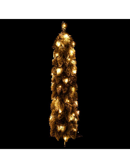 Albero di Natale Artificiale con 30 LED e Neve Floccata 60 cm