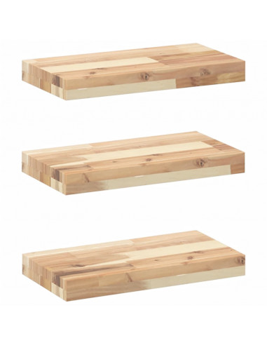 Mensole da Parete 3 pz 40x20x4 cm Legno Acacia Non Trattato
