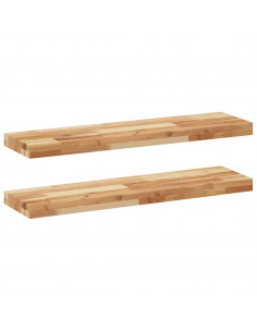 Mensole da Parete 2 pz 80x20x4 cm Legno Acacia Rifinito a Olio 2