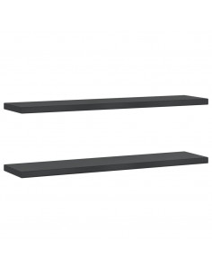 Mensole a Muro 2 pz 100x23,5x3 cm Nero in Acciaio Inossidabile 2