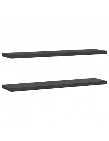 Mensole a Muro 2 pz 100x23,5x3 cm Nero in Acciaio Inossidabile