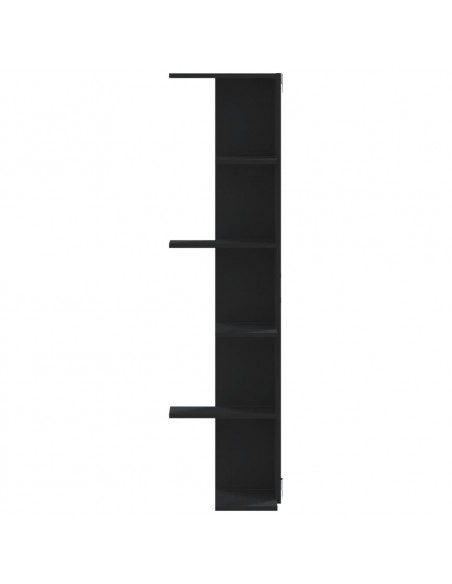 Scaffale Angolare Muro Nero 36,5x36,5x140 cm Legno Multistrato