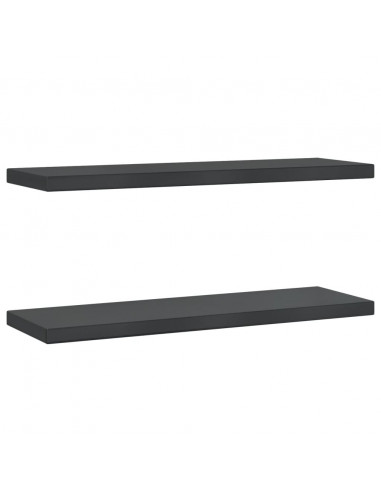 Mensole a Muro 2 pz 75x23,5x3 cm Nero in Acciaio Inossidabile