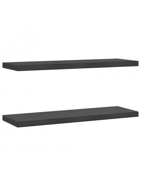 Mensole a Muro 2 pz 75x23,5x3 cm Nero in Acciaio Inossidabile