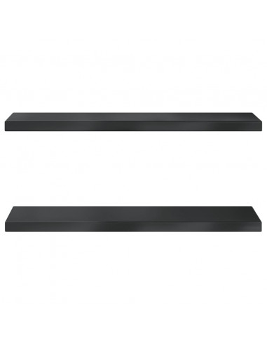 Mensole a Muro 2 pz 75x23,5x3 cm Nero in Acciaio Inossidabile