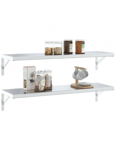 Staffe per Mensola 4 pz 30x2,5x15,5 cm in Acciaio Inox Argento