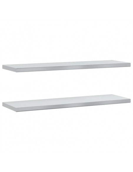Mensole a Muro 2 pz 100x30x3 cm Argento in Acciaio Inossidabile