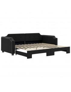 Divano Letto con Letto Estraibile Nero 100x200 cm in Tessuto 2
