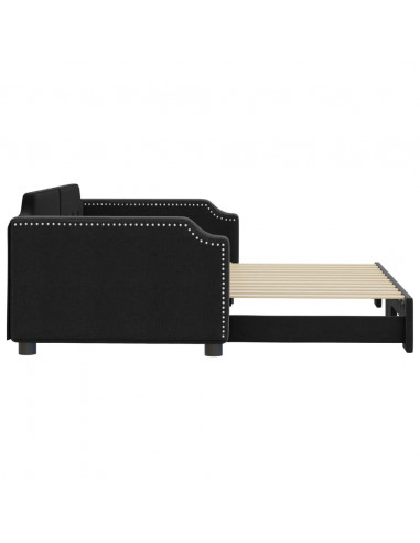 Divano Letto con Letto Estraibile Nero 100x200 cm in Tessuto