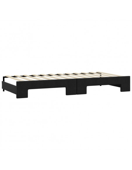 Divano Letto Estraibile con Cassetti Nero 100x200 cm in Tessuto