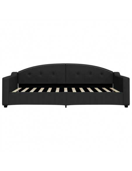 Divano Letto Estraibile con Cassetti Nero 100x200 cm in Tessuto