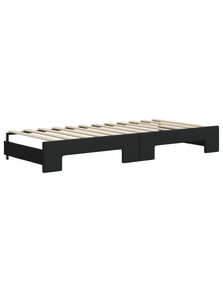 Divano Letto Estraibile con Cassetti Nero 100x200 cm in Tessuto