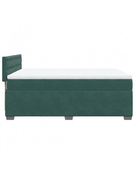 Giroletto a Molle con Materasso Verde Scuro 140x200 cm Velluto