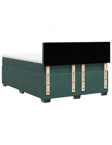 Giroletto a Molle con Materasso Verde Scuro 140x200 cm Velluto