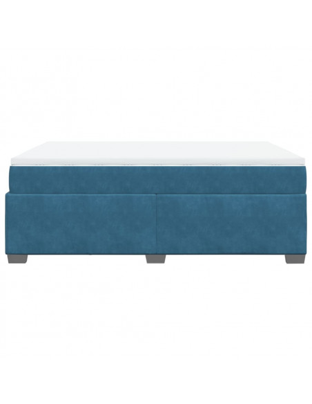 Giroletto a Molle con Materasso Blu Scuro 160x200 cm in Velluto