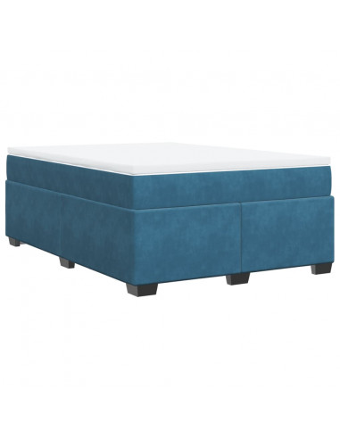 Giroletto a Molle con Materasso Blu Scuro 160x200 cm in Velluto