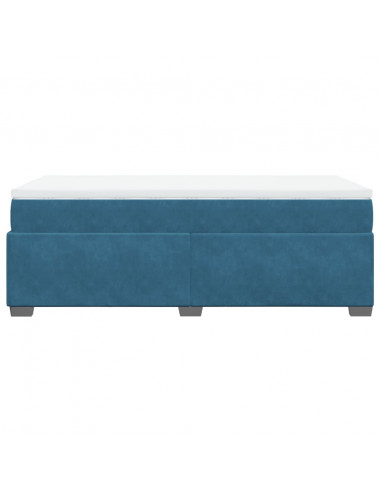 Giroletto a Molle con Materasso Blu Scuro 90x190 cm in Velluto