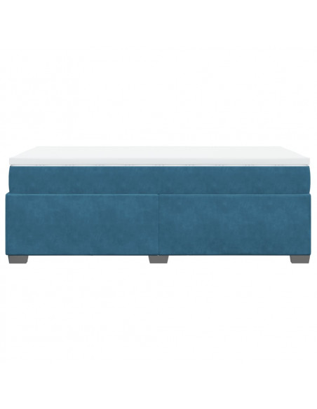 Giroletto a Molle con Materasso Blu Scuro 90x190 cm in Velluto