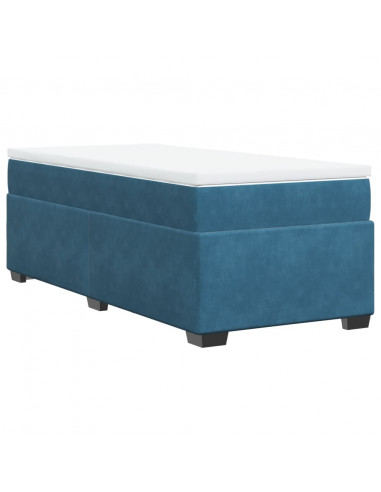 Giroletto a Molle con Materasso Blu Scuro 90x190 cm in Velluto