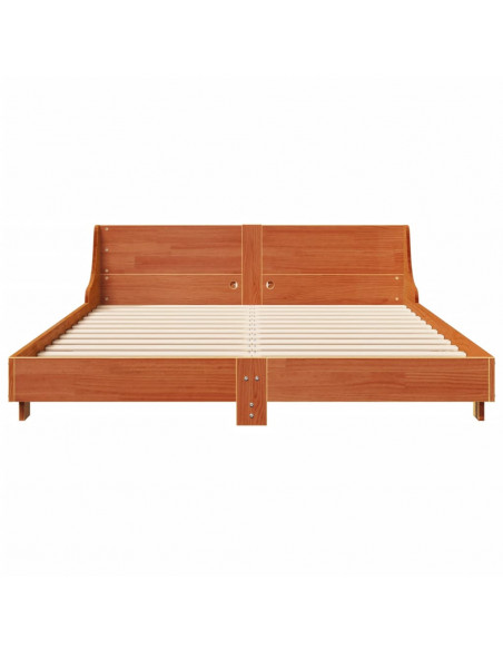 Giroletto con Testiera Marrone Cera 135x190 cm Massello Pino