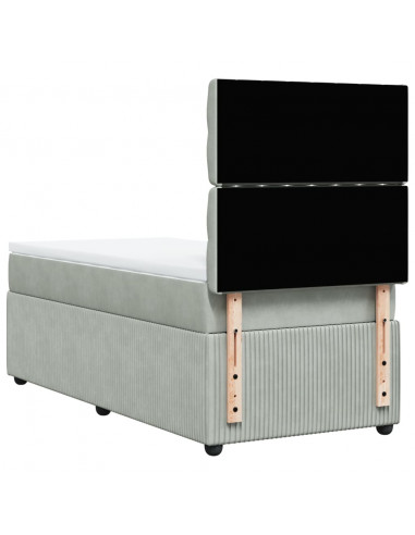 Giroletto a Molle con Materasso Grigio Chiaro 80x200 cm Velluto