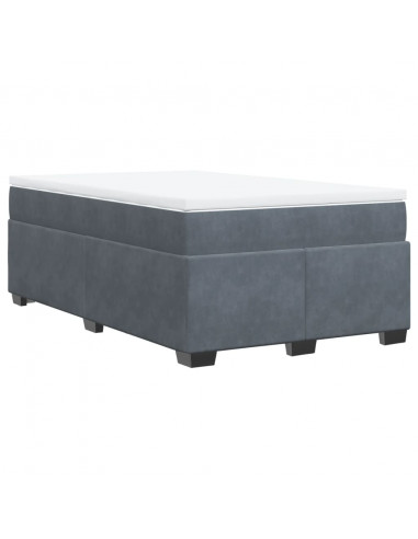 Giroletto a Molle con Materasso Grigio Scuro 120x190 cm Velluto