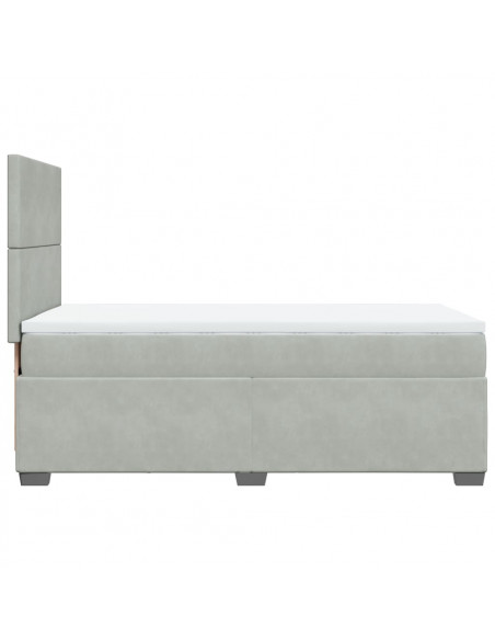 Giroletto a Molle con Materasso Grigio Chiaro 80x200 cm Velluto