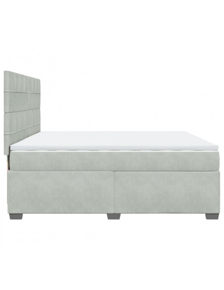 Giroletto a Molle con Materasso Grigio Chiaro 200x200cm Velluto