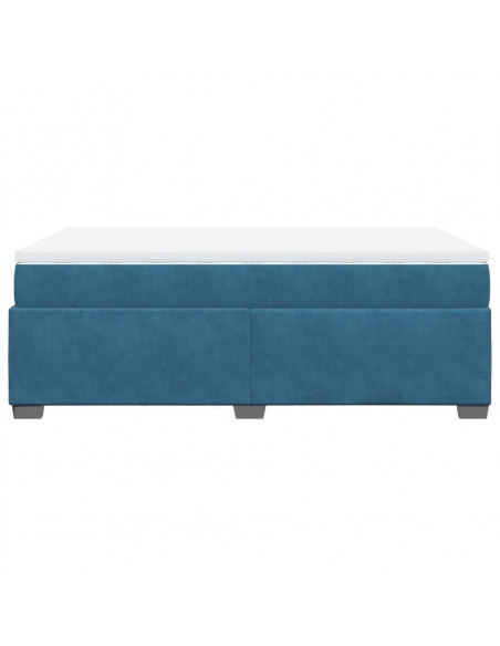 Giroletto a Molle con Materasso Blu Scuro 120x190 cm in Velluto