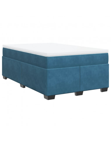 Giroletto a Molle con Materasso Blu Scuro 120x190 cm in Velluto