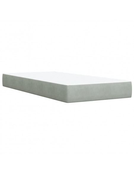Giroletto a Molle con Materasso Grigio Chiaro 90x190 cm Velluto