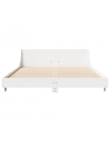 Giroletto con Testiera Bianco 160x200 cm Legno Massello di Pino