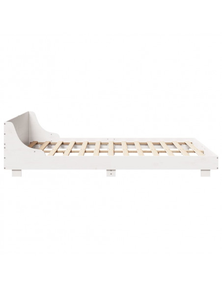 Giroletto con Testiera Bianco 160x200 cm Legno Massello di Pino
