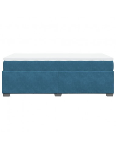 Giroletto a Molle con Materasso Blu Scuro 90x200 cm in Velluto