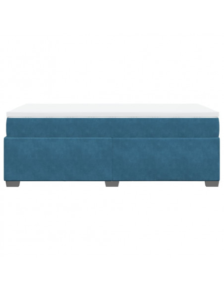 Giroletto a Molle con Materasso Blu Scuro 90x200 cm in Velluto