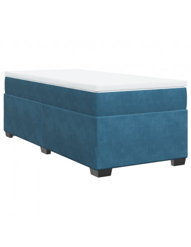 Giroletto a Molle con Materasso Blu Scuro 90x200 cm in Velluto