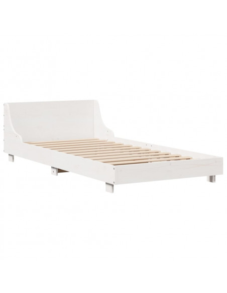 Giroletto con Testiera Bianco 100x200 cm Legno Massello di Pino