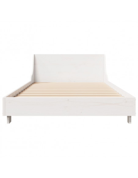 Giroletto con Testiera Bianco 100x200 cm Legno Massello di Pino