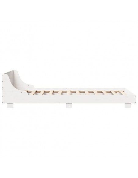 Giroletto con Testiera Bianco 100x200 cm Legno Massello di Pino