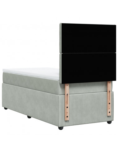 Giroletto a Molle con Materasso Grigio Chiaro 80x200 cm Velluto