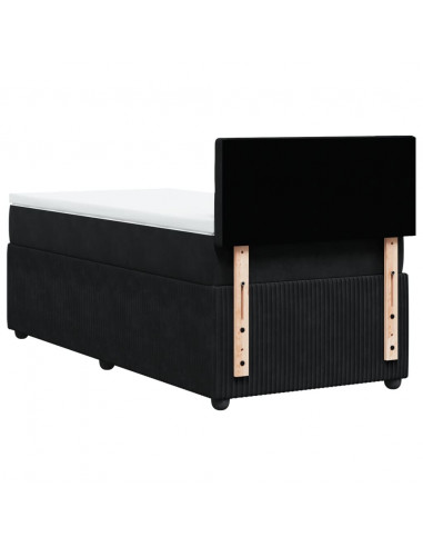 Giroletto a Molle con Materasso Nero 80x200 cm in Velluto