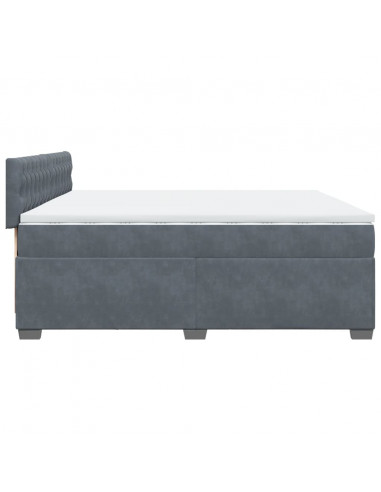 Giroletto a Molle con Materasso Grigio Scuro 200x200 cm Velluto
