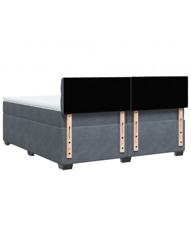 Giroletto a Molle con Materasso Grigio Scuro 200x200 cm Velluto